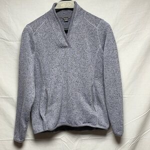Eddie Bauer Heathered Purple/Gray Marled Vneck Pullover Sweater Womens Large